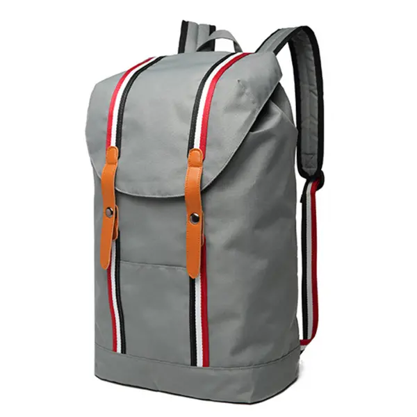 Lightweight Sport Backpack Stylish Gray Oxford Backpack With Drawstring Top Closure